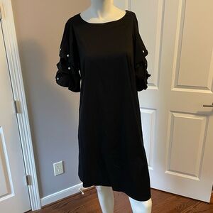 Chicos Black Dress with Pearl Sleeves